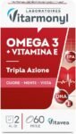 Omega 3 – Integratori per favorire la normale funzione cardiaca – Formula arricchita con Vitamina E, contro lo stress ossidativo – Per Adulti – Confezione da 60 perle softgel – Vitarmonyl