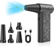 Motore Senza Spazzole 180000RPM, 180W Elettrico Rimuovi Polvere Aria Compressa Senza Fili, 4 Marce Soffiatore Aria Compressa 8000mAh, Mini Soffiatore di Polvere Elettrico Aluminum per PC, Auto, Puliz