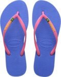 Havaianas – Slim Brasil Logo, Infradito Comode, Resistenti e Leggere, Omaggio al Brasile, Bandiera su Cinghie e Suola, Donna