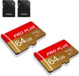 2 Pack Scheda di Memoria 64GB con Adattatore, Classe 10 UHS-I A1, Schede Di Memoria Alta Velocità per Fotocamera, Telefono, Tablet, Registratore Di Guida, PC (TF162 64GB)