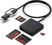 BENFEI Lettore schede di memoria, adattatore 4in1 da USB 3.0 e USB-C a SD Micro SD MS CF Card Reader, 4 schede in lettura e scrittura simultanea, compatibile con iPhone serie 15