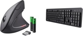 Trust Verto Mouse Verticale Wireless, Ergonomico senza Filo, 800/1200/1600 DPI & Ody II Tastiera Wireless Silenziosa Layout Italiano QWERTY, Tasti a Profilo Ribassato