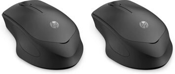 HP 280M Mouse Silent Wireless, Tecnologia LED Blu, Riduzione Rumore fino a 90%, 3 Pulsanti, Rotella di Scorrimento, Design ergonomico, Dongle Ricevitore USB-A Incluso, Nero (Confezione da 2)