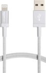 Amazon Basics Cavo di ricarica Lightning a USB-A, certificato MFi, in nylon intrecciato, per iPhone, argento, 0.9 m