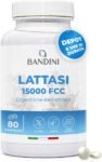 Bandini® Lattasi DEPOT 15.000 FCC | 80 Compresse a Lento Rilascio (6 ORE) | Per Intolleranza al Lattosio | Digestione di Latte e Latticini | Enzimi Digestivi per Intestino | Vegan, Senza Additivi
