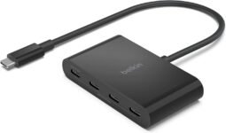 Belkin CONNECT Hub da USB-C™ a 4 porte USB-C, adattatore multiporta con 4 porte USB-C 3.1 Gen 2 e PD fino a 100 W con velocità dati di 10 Gbps, per MacBook, iPad, Chromebook, PC e altri dispositivi