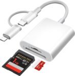 [Certificato Apple MFi] Lettore Schede SD per iPhone iPad, 2 in 2 USB C Lightning Adattatore Schede SD per SD/Micro SD, SD Card Reader per iPhone16 15/Mac/Tablet/Fotocamera