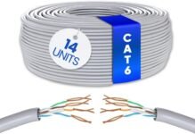 Mr. Tronic 14 Pezzi Cavo Ethernet Cat 6 da 50m Bulk Cable, Cavo di Rete LAN Cat 6 ad Alta Velocità per Connessione Internet Veloce 1 Gbps – 250 MHz AWG24 Sfuso | UTP CCA (14 Pezzi x 50 Metri, Grigio)