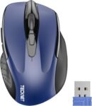 TECKNET PRO Mouse Senza Fili, 2600 DPI Mouse Wireless Ergonomico, 2,4G Mouse Ottico con Ricevitore Nano USB, 6 Pulsanti, Durata di Vita di 24 Mesi Compatibile con PC, Mac, Laptop(Blu)