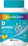 Massigen – D Gummy, 60 Caramelle da 3,3 g, Integratore Alimentare con Vitamina D, Vitamine Gommose per Bambini 4-14 Anni, Gusto Limone, Per Sistema Immunitario e Ossa Sane