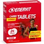 Enervit, Carbo Tablets, Tavolette Energetiche Masticabili, Gusto Limone, con Carboidrati e Vitamine, Da Utilizzare Durante l’Attività Sportiva, Formato Pratico, Astuccio da 24 Tavolette