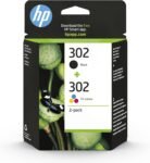 HP 302 Nero e Tricromia, X4D37AE, Confezione da 2 Cartucce Originali, Compatibile con Stampanti DeskJet 1110, 2130, 3630, Envy 4520, OfficeJet 3830, 4650, 5220, e 5230
