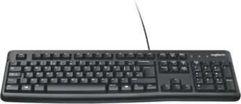 Logitech K120 Tastiera con Cavo per Windows, USB Plug-and-Play, Dimensioni Standard, Resistente agli Schizzi, Barra Spaziatrice Curva, Compatibile con PC, Laptop, Layout Italiano QWERTY – Nero