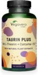 Taurina 1000 mg | Integratori Sport Pre e Post Workout | con L-Teanina, Curcuma e Vitamina B3 | Capsule ad Alto Dosaggio | No OGM | Vegan | Vegavero®