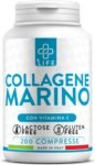 Collagene Marino Idrolizzato 200 Compresse Con Vitamina C PiùLife, Peptidi Di Collagene Tipo 1, Integratore Pelle Capelli Unghie, Articolazioni, 2400mg Marino Puro Per Dose