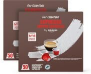 by Amazon Capsule in Plastica di Caffè Espresso compatibili con Nespresso, Tostatura Media, 100 Pezzi (2 Confezioni da 50) – Certificato Rainforest Alliance