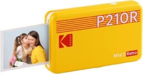 KODAK Mini 2 Retro 4PASS Stampante Fotografica Portatile (5,3×8,6cm) + 8 Fogli, Giallo