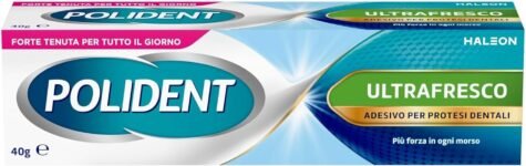 Polident Ultra Fresco, Adesivo per Protesi Dentale Totale o Parziale, Forte Tenuta per Tutto il Giorno, Gusto Menta Fresca, 40g​