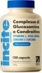 Incite Nutrition Complesso ad alta resistenza con glucosamina e condroitina con MSM, vitamina C, zenzero, rosa canina – Integratori per la cura delle articolazioni, 120 pezzi (confezione da 1)
