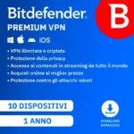 Bitdefender Premium VPN 2023 | 10 dispositivi | 1 anno | PC/Mac/Mobile| Codice d’attivazione via email