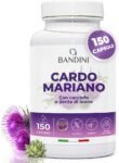 Bandini® Complesso di Cardo Mariano con Estratto di Carciofo e Dente di Leone 150 Capsule, Alto dosaggio, 80% di Silimarina, Milk Thistle + Tarassaco, Diuretico, Digestivo e Depurativo, Metodo HPLC