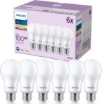 Philips LED Lampadina, Luce Bianca Calda, 100W, E27, 6 Pezzi