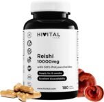 Reishi puro 10000 mg. 180 capsule vegane per 6 mesi. Con il 50% di polisaccaridi, il 10% di betaglucani e il 2% di triterpeni. Estratto 20:1 di Reishi giapponese (Ganoderma Lucidum). Da HIVITAL