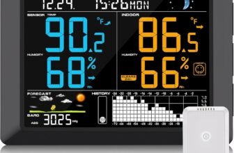Sainlogic Stazione Meteo Professionale, Schermo da 8,3″ Grande e Facile da Leggere, Stazione Meteo con Sensore Esterno, Termometro Interno Esterno, Barometro,Previsioni del Tempo e Allarme(Senza WiFi)