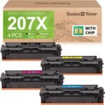 swiss toner 207X (con chip) Compatibile con HP 207X Toner per HP Color Laserjet Pro MFP M283fdw Toner M255dw M282nw M283fdn Toner per HP 207X 207A W2210X W2211X W2212X W2213X 4-Pack