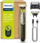 Philips OneBlade 360 Face, Autentico Regolabarba e Rasoio Elettrico, con l’Innovativa Lama 360, 2 Lame 360 per il Viso, Pettine Regolabile 5 in 1 (Modello QP2734/30)