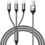 Multi Cavo di Ricarica,3 in 1 Multiplo Cavo USB Type-C 1.2M Ricarica Rapida Filo Caricabatterie Nylon Intrecciato Cavetto Micro USB Tipo C Lightning per Samsung iPhone Huawei Redmi OPPO Android LG PS5