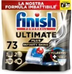 Finish Ultimate PLUS Infinity Shine Pastiglie Lavastoviglie, 73 Capsule Lavastoviglie, Pastiglie per Lavastoviglie con Scudo Protettivo contro lo Sporco e i Residui Incrostati