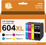 Sqwekd 604 XL Cartucce d’inchiostro Compatibili per Epson 604 604XL Multipack per Expression Home XP-2200 XP-2205 XP-3200 XP-3205 XP-4200 XP-4205 Workforce WF-2910 WF-2930 WF-2935 WF-2950 （5-Pack）
