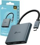 TP-Link UH3020C Hub USB-C 3 in 1, 1 HDMI 4K@60Hz, 1 USB-C PD Rapida a 100 W, 1 Porta USB-A 3.0 SuperSpeed a 5 Gbps, Supporta Mac OS, Windows 11/10/8.1/8/7, Linux OS, iPadOS, iOS, Android e Chrome OS