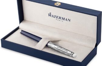 Waterman Hemisphere Fountain Pen, Black Lacquer barrel, Gold trims, medium Nib – Gift boxed