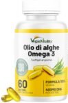 Omega 3 Vegan – Olio di Alghe ad Alta Efficienza, 400mg DHA per Capsula – 60 Capsule, Fornitura 2 Mesi – Integratore di Omega 3 a Base di Alghe