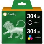 ColorKing 304XL Rigenerato Cartucce d’inchiostro Sostituzione per Cartucce HP 304 XL per DeskJet 3750 3760 3762 2630 2620 2622 2632 3720 3730 3733 3735 ENVY 5030 5032 5020 5010 (1 Nero, 1 Colore)