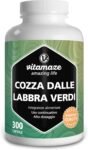 Cozza Verde Capsule Alto Dosaggio: 1500 mg di Polvere di Cozze Dalle Labbra Verdi in Polvere dalla Nuova Zelanda per Diaria, 300 Capsule Fornitura Continua, Integratore Naturale Qualità Tedesca