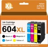 Sqwekd 604XL Cartucce d’inchiostro Compatibili per Epson 604 XL Multipack per Expression Home XP-2200 XP-2205 XP-3200 XP-4200 Workforce WF-2910DWF WF-2930DWF WF-2935DWF WF-2950DWF (4 Pack)