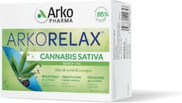 Arkopharma Arkorelax Cannabis Sativa – Integratore Alimentare per lo Stress – Con Rodiola, Eleuterococco, Magnesio, Vitamina B6, Olio di Semi di Canapa – 1 Confezione da 30 Compresse