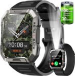 Baolubao Smartwatch Militare Uomo (Rispondi/Effettua Chiamate) smartwatch per Sport/Torcia/100 Giorni Batteria/Bussola/SpO2/Monitoraggio del sonno/2 Cinturini, Fitness Tracker per iPhone/Android