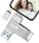 Chiavetta USB 256gb per Phone,Levida Memoria Esterna per scaricare foto,Pen Drive USB C 3.0,Photo Stick,4 in 1 USB Stick per iOS/Smartphone/Pad/Android/PC(Foto/Video/Backup Automatico),Argento chiaro