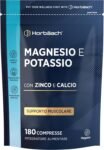 Magnesio e Potassio + Zinco e Calcio | 180 Compresse Vegane per Oltre 6 Mesi | Magnesio Complex con Ferro, Vitamina B12 e Vitamina B6 | Magnesium Potassium Supplement | di Horbaach