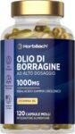 Olio di Borragine 1000mg | 120 Perle per 4 Mesi | Olio di Semi di Borragine e Vitamina B6 | 168mg di Acido Gamma Linoleico GLA per Capsula | Integratore Alimentare Starflower Oil Vitamin B6 | Horbaach