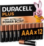 DURACELL Batterie Plus AAA (Confezione da 12) – Batterie Alcaline da 1,5 V – Fino al 100% di durata extra con Attivi POWER BOOST – Affidabilità per i dispositivi di utilizzo quotidiano – MN2400