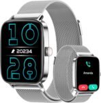 Smartwatch Uomo Donna, 1.85″ Orologio Smartwatch con Chiamate e Notifiche WhatsApp, Fitness Tracker con Contapassi Sonno SpO2 Cardiofrequenzimetro, 110 Sportive, IP68 Watch per Android iOS Argento