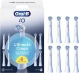 Oral-B Testine di Ricambio iO Series Ultimate Clean White per Spazzolino Elettrico Oral B, 8 Testine Rotonde Autentiche, con setole CrissCross per rimuovere la placca