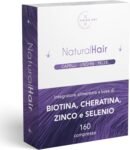 NaturalHair | Integratori per capelli con Biotina Cheratina Zinco e Selenio | 160 compresse | 5 mesi di fornitura | Crescita Capelli e Anticaduta | Vitamine per Capelli Pelle Unghie
