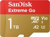 SanDisk 1TB Extreme Go scheda microSDXC + adattatore SD (per smartphones e Tablet Android, Action Cam, Drones, UHS-I, fino a 200 MB/s, 5K, 4K, UHD, V30, Rescue PRO Deluxe, Class 10, U3) per Amazon