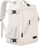 Bagaglio a Mano 40x20x25 per Ryanair Zaino da Viaggio Aereo Piccolo Borsa da Cabina per Voli Zaino Donna Uomo 14 Pollici Zaino Porta PC con Caricatore USB per Scuola Trekking Lavoro Beige